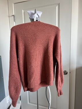 Pink Rose Ribbed Crewneck Sweater - Terracotta Pink